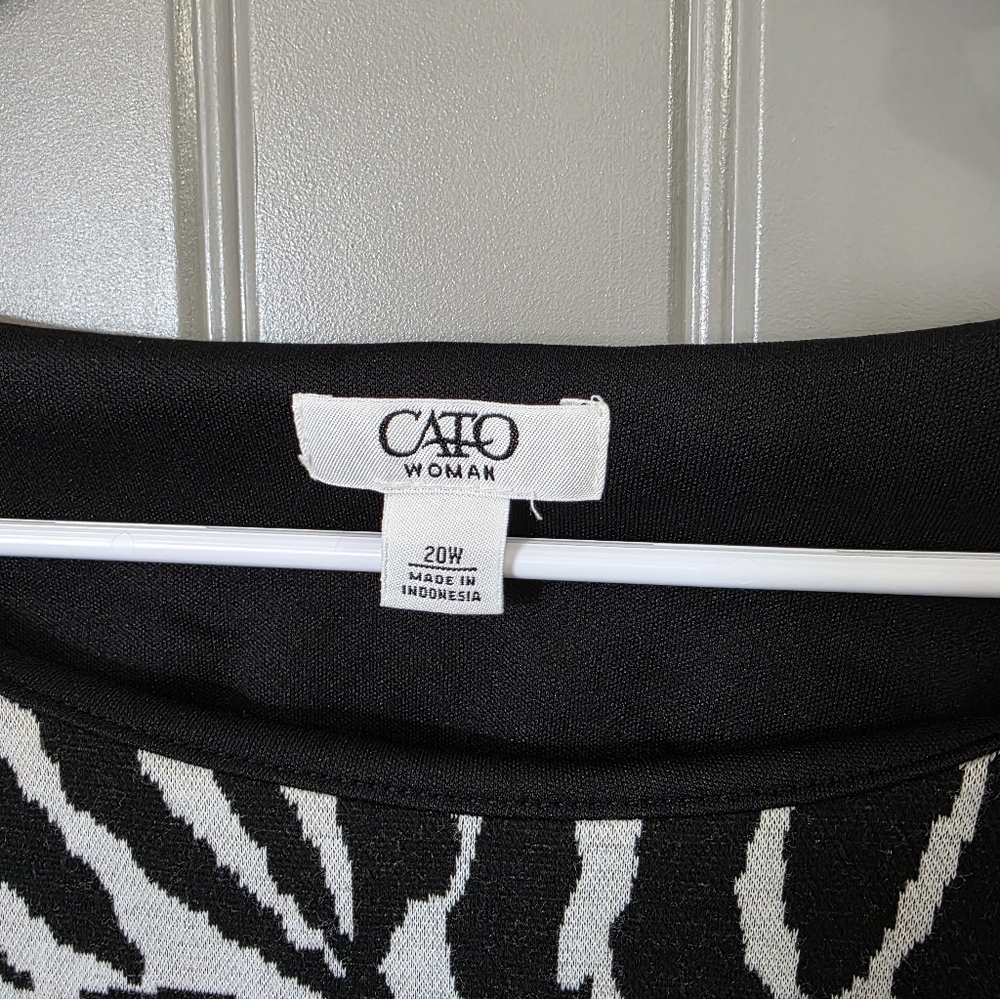 Cato Womans 20W Cream And Black Zebra Print Dress Short Sleeve - Picture 4 of 4